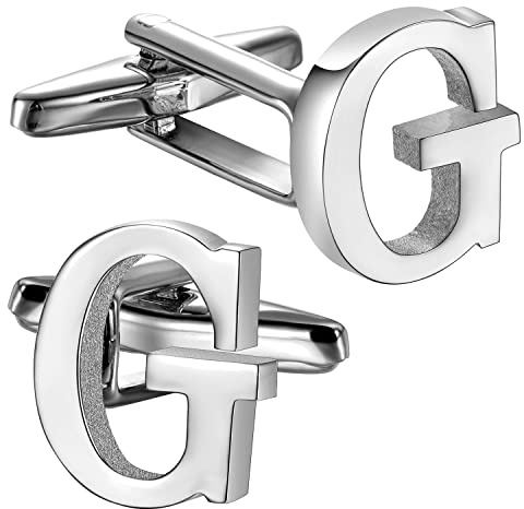 HAWSON Manschettenknöpfe mit Buchstaben A-Z, Großbuchstaben, versilbert/goldfarben, als formelles Geschäftsgeschenk für die Ehe mit einem Smokinghemd, Metall
