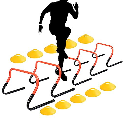 ASENVER Adjustable Height Hurdle Agility Training Hurdle Set of 5 Set of 10 (Set of 5)
