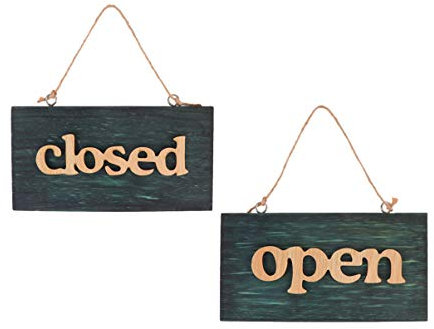 2 Pz Placca Porta Aperta Chiusa Orario Di Lavoro Della Porta D'ingresso Appendere La Porta Aperta Orari Di Apertura Cartello Aperto Appeso Bambù Marca Vintage ▾