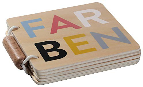 Kindsgut Holzbuch, Babybilderbuch mit schönen Motiven aus Holz, hochwertige Qualität, Schlichtes Design und dezente Farben, für Babys und Kleinkinder, schönes Geschenk, Farben