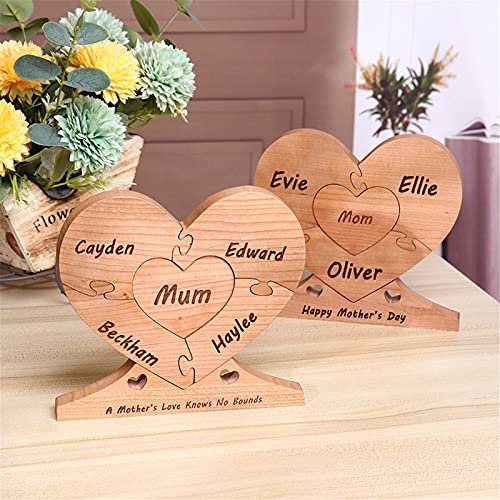 Personalisiertes Namens-Puzzle, personalisiertes Familienmitglied mit 1–8 Namen, Holz-Raumdekoration, einzigartiger Textdruck, Holz für Dekoration, Hochzeit, Muttertag (Mom)