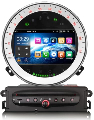8-Core Android 14 [4GB+64GB] Car Stereo Sat Nav for BMW Mini Cooper Countryman Support Carplay DSP Bluetooth A2DP DVD Player DVB-T2 WiFi DAB+IPS