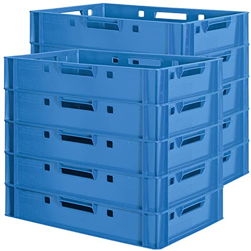 Fleischkiste E1 Fleischkiste Blau Fleischerkiste E1 Fleischkisten Kiste Fleischkiste Eurobox Lebensmittelecht 60 x 40 Metzgerkiste Auswahl Kingpower, Anzahl:10