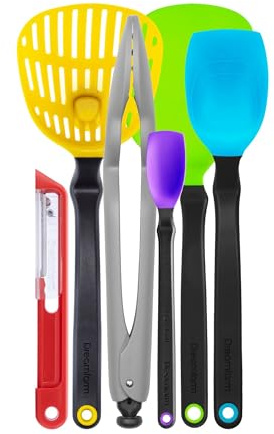 Dreamfarm Set di utensili da cucina antiaderenti in silicone e nylon, con Chopula, Supoons, Clongs Lite, Sharple e Lestrain – Party Mix