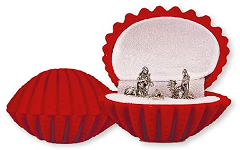 CBC Distributors Nativity Set Mini Figures 1 Red Velvet Box Shell Shape