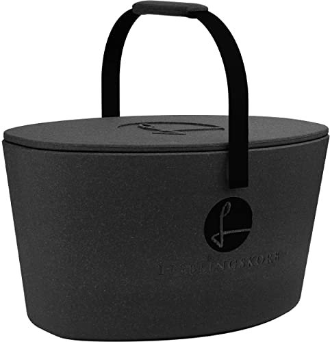 LIEBLINGSKORB Original black schwarz - ultraleichter, kippsicherer & formstabiler Einkaufskorb - Made in Germany - thermoisolierend & abwaschbar - ideal für Picknick & unterwegs