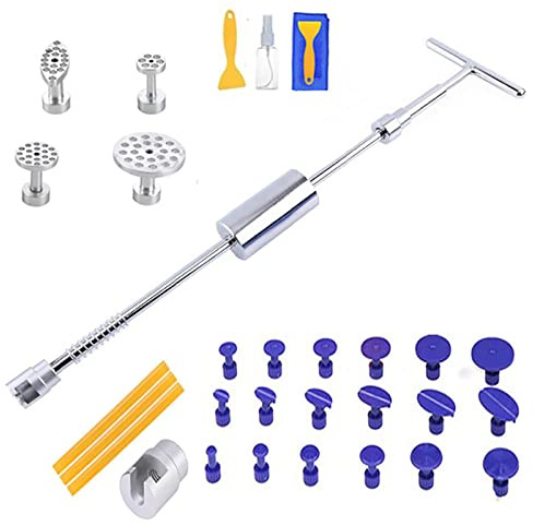 CYGOODS Dent Repair Hail Removal T Bar Slide Hammer Blue Glue Puller Tabs Hail Remover Auto Dings Repair Tools Set (31)
