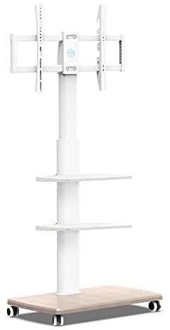 FITUEYES TV Bodenständer Rollbar mit 3 Ablagen TV Standfuß TV Ständer Fernsehstand mit Rollen höhenverstellbar schwenkbar für 32 bis 70 Zoll Flachbildschirm bis zu 40kg. Max. VESA. 400 * 600