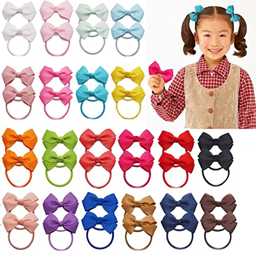 40 stücke 4 CM Baby Mädchen Mini Haarschleifen Krawatten Ripsband Haar Gummiband Pferdeschwanz Halter Haarschmuck für Kleinkinder