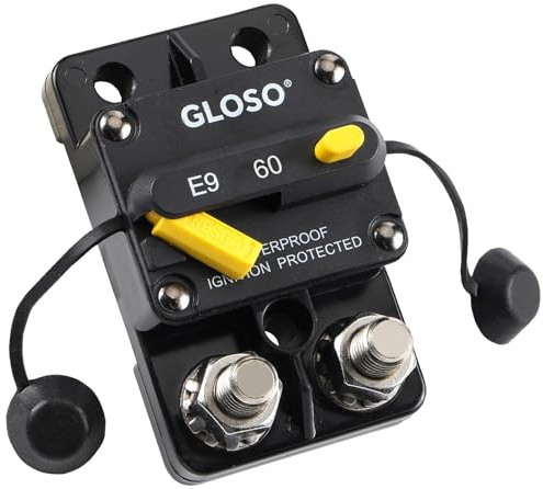 GLOSO Leistungsschalter Manuell Reset Schutzschalter Sicherungsautomat Wasserdichtes Boot Kfz Batterie Auto Lastwagen 60 Ampere E9C