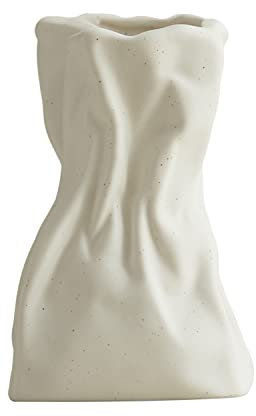 WENSHUO Grab Paper Bag Ceramic Flower Vase, Crinkle Paper Bag Vase for Flower Arrangement, Small Bud Vase for Living Room, Dinner Table Decoration