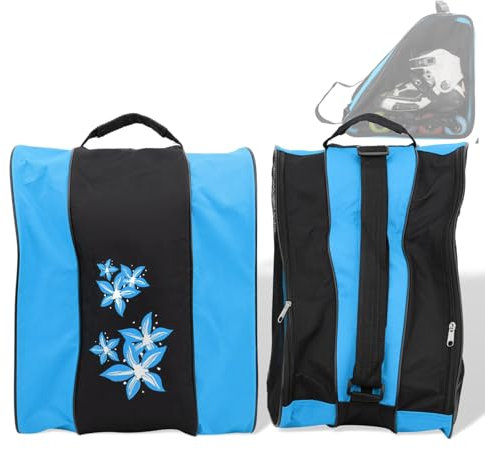 Serlium Schlittschuhtasche, 3-lagige Schlittschuhtasche Rollschuh Umhängetasche Organizer Nylon Rollschuhtasche für Kinder & Erwachsene Rollschuh(Blau)
