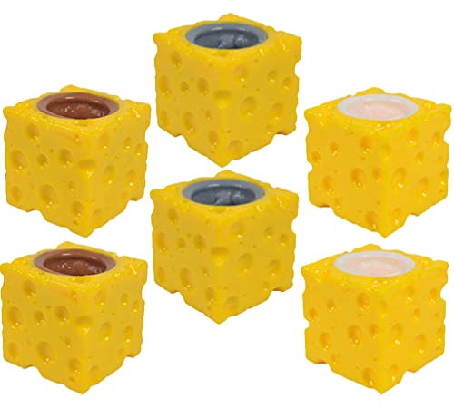 NUOBESTY 6 Stücke Käse Mäuse Tassen Tier Zerquetscht Spielzeug Quetschspielzeug Stressball Zappelspielzeug Für Kinder Knallende Mäuse Dekompressionsspielzeug