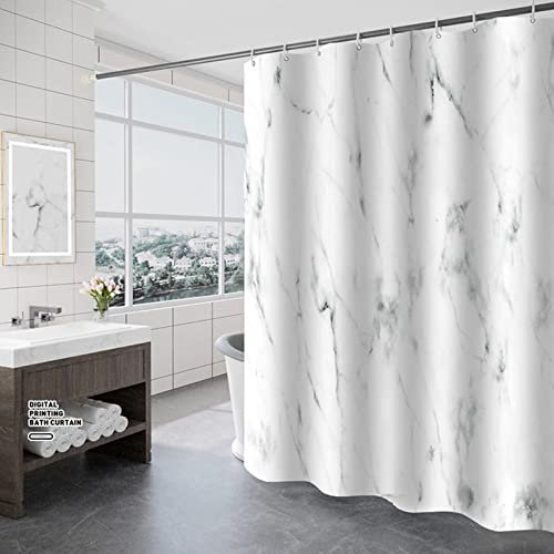 Beydodo Duschvorhang 200x200 Motiv, Duschvorhang Anti Schimmel Weiß mit Marmor Muster Duschvorhänge Polyester Bad Vorhang Fenster Wasserdicht