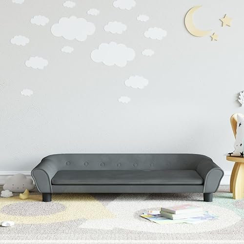 Homgoday Kindersofa Kindercouch Msinisofa Kindersessel Kindersofa Sofa Sessel Sitzmöbel Kinder Sofa für Kinderzimmer Kindermöbel Dunkelgrau 100x50x26 cm Samt
