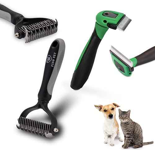 FinoPet 2er Set Hundebürste & Katzenbürste - Unterfellbürste für effektive Fellpflege, Ideal für Langhaar & Unterwolle, Perfekt als Katzenzubehör & Hunde Zubehör
