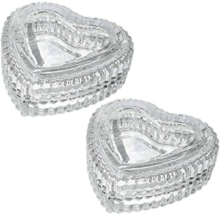 SHERCHPRY 2St schmuckkästchen Armband-Aufbewahrungshalter Ringgehäuse aus Glas Glasgefäß mit Deckel Herz Tablett Schmuckdose aus Glas Hochzeit Einmachglas Schmuck Tablett