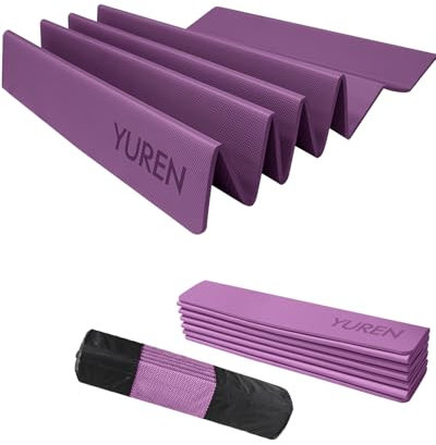 RYTMAT Faltbare Yogamatte, 10 mm dick, 182,9 x 80 cm, groß, breit, Trainingsmatte für Zuhause, Fitnessstudio, rutschfeste TPE-Yogamatte, Reise-Fitness-Matte für Damen und Herren, Bodenübungen, Lila