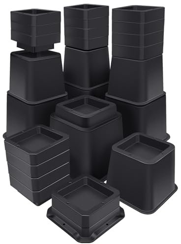 ANNKUT Möbelerhöhungen, 30,5 cm, strapazierfähig, verstellbar, Betterhöhung, Tisch-, Schreibtisch-, Beinblöcke, unterstützt bis zu 2,7 kg (2,5–30,5 cm, schwarz)