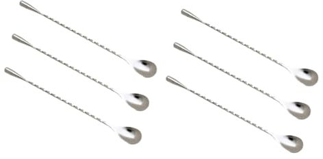 Garneck 6pcs Mixing Spoons Long Handle Stainless Steel Spiral Bar Stirring Spoon for Cocktails
