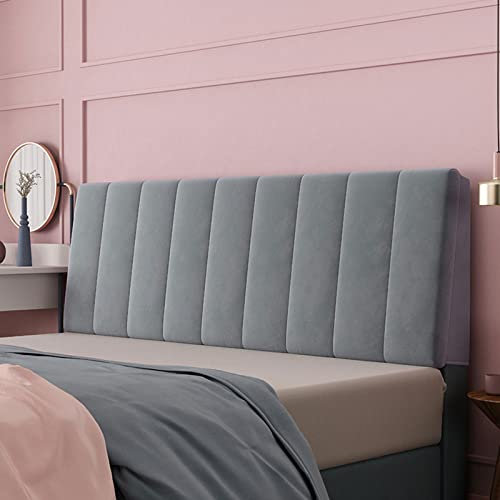 Generisch Bett kopfteil bezug Kopfteilbezug für Doppelbett holländisches Rückenkissen aus Samt einfarbig staubdicht gepolstert Heimdekoration Grau1-150x60cm
