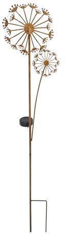 abc HOME Solar Gartenstecker Pusteblume – XL Dekoleuchte 114 cm hoch – 21 warmweiße LEDs & Lichtsensor – Wetterfeste Garten-Deko aus Metall & Kunststoff – Solarleuchte für Außen