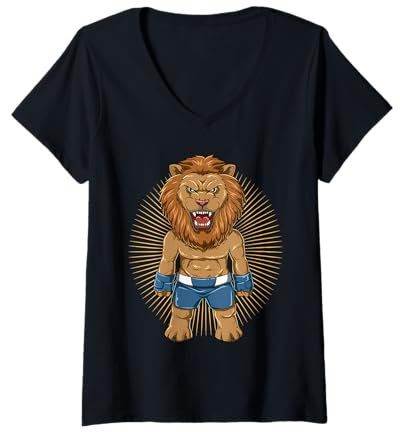 Damen MMA Lion Fighter Mixed Martial Arts-Training T-Shirt mit V-Ausschnitt