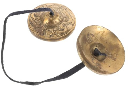 ibasenice Campanas de Dedo de Cobre Dorado para Rituales Sonido Auténtico, Instrumento de Percusión Multifuncional para Ceremonias Religiosas y Meditación