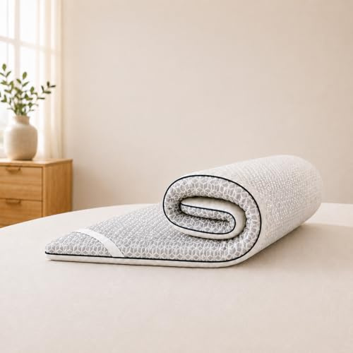 Brightr® Titan Firm Dual-Layer 5cm thick Foam Mattress Topper King size Bed, Orthopedic Bed Topper for Back Pain with Breathable Washable Copper Cover, Flippable Firm/Medium Feel 150x200cm