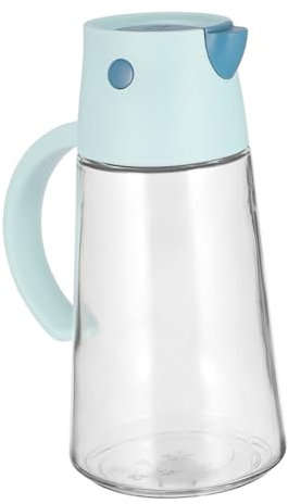 Cabilock Botella De Vidrio Dispensadora De Aceite Con Apertura y Cierre Automático Recipiente De Condimentos Para Aceite Vinagre y Salsa De Diseño Ergonómico Para Cocina y Bbq Azul