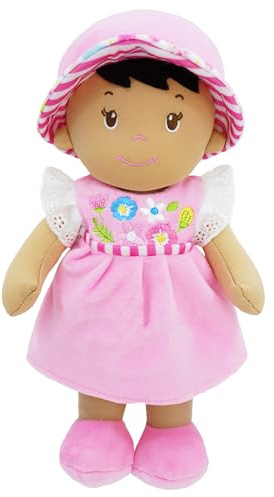 Lullaberry 30cm Soft Dolly Malorie - Stuffed Soft Baby Doll Gift for 1-3 Year Olds - Pink Dress