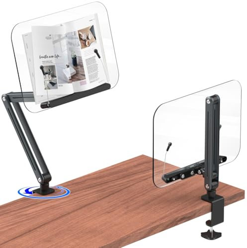 Sirxlevcy Bücherregal mit Schreibtischklemme zum Lesen, Ergonomisches Design, Höhenverstellbar Bis 20 mit Drehbarem Sockel, Kochbuchhalter A