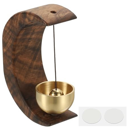 PATIKIL 1 Juego De Campana Para Negocios, Campana De Madera Para Puerta Colgante Campana Autoadhesiva Para Puerta Campanillas Colgantes Para Negocios Al Abrir La Puerta, Marrón, Moon