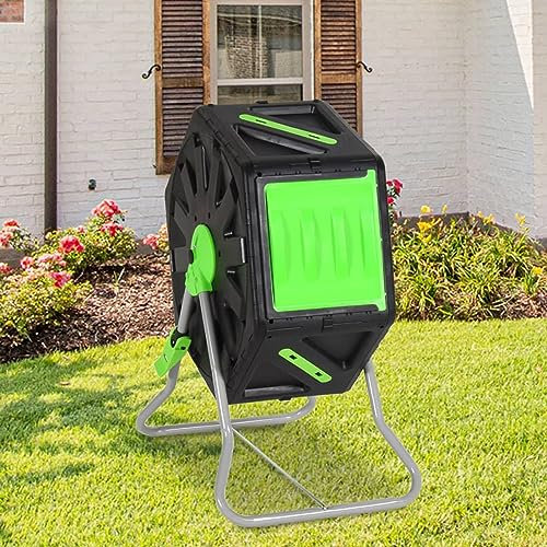 Compostador grande de 70 litros para un compostaje eficiente, construcción de polipropileno duradero, 60 x 43 x 74 cm, tamaño ideal para jardines domésticos, fácil de usar y mantener