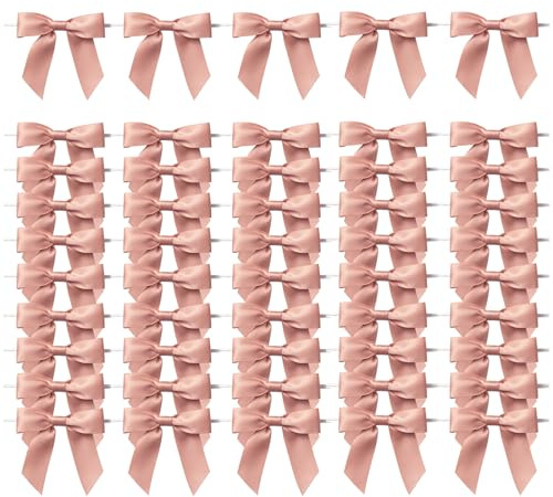 MORSUNBELA Schleifen Deko Geschenkschleifen Hochzeit Schleife Altrosa | 50 selbstklebende Geschenkschleifen,elegante Deko für Hochzeit,Weihnachten,Valentinstag,Karten und Geschenkverpackungen