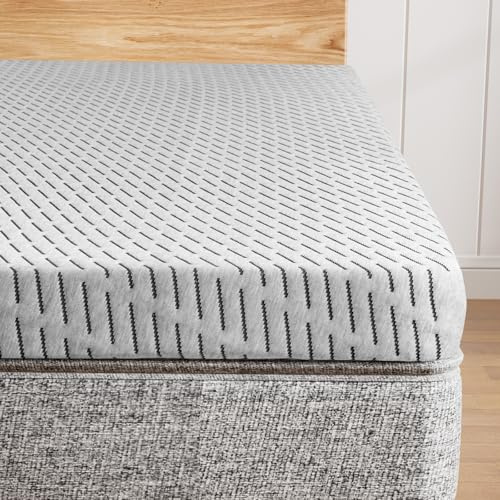 HOMRELEXA Bamboo Mattress Topper Twin Size 3 Inch, Cooling Gel & Bamboo Charcoal Memory Foam Mattress Topper for Back Pain Relief, Firm Dual-Layer Foam Bed Pad with Removable Cover College Dorm