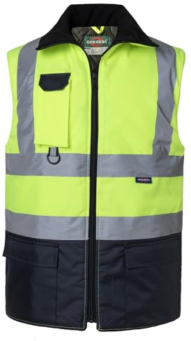 Oralidera Gilet Imbottita di Sicurezza Invernale Giubbotto Catarifrangente Adulto Smanicato Gilet da Lavoro ad Alta visibilità, Verde+Nero, L