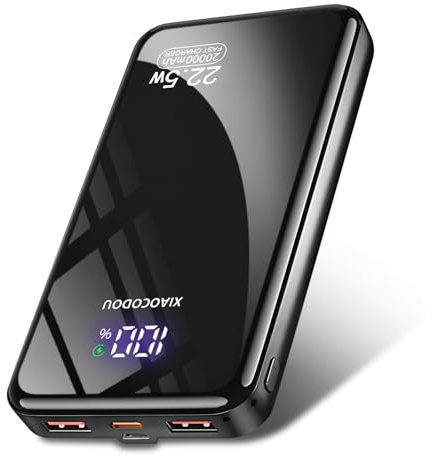 POWER BANK 20000mAh PD20W Fast Charging USB C 22.5W Portable Charger Powerbank with LCD Display Battery Pack for Smartphones Smartwatch Travel Camping Outdoor etc
