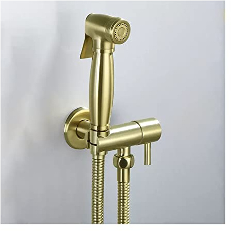 GKJHTED Handheld Bidet Sprayer for Toilet,Brushed Gold Cloth Diaper Sprayer Kit,Brass Wall Mounted Bidet Water Sprayer