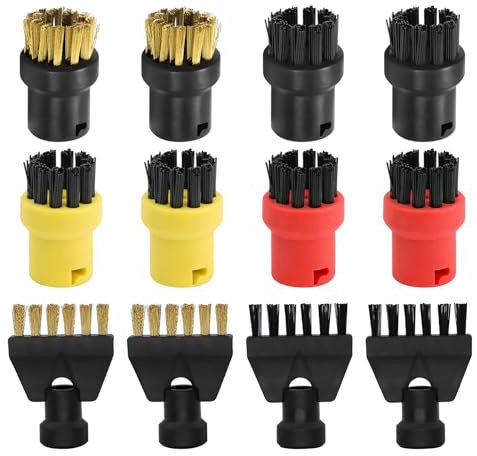 TOKSEO 12 Stück Dampfreiniger Zubehör für Kärcher SC1 SC2 SC3 SC4 SC5, Dampfreiniger Ersatzteile Rundbürste Fugenbürste Flachbürste, Effiziente Reinigung Dampfreiniger Aufsätze