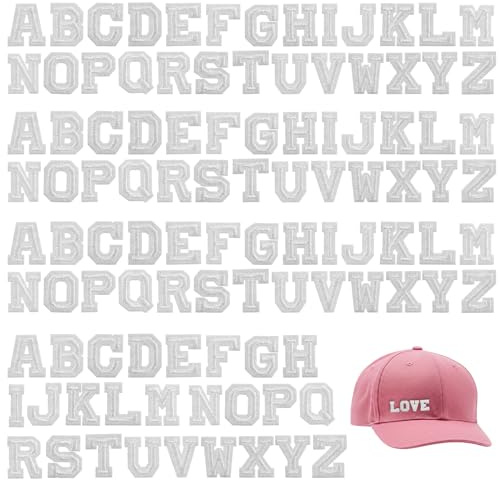 104pcs Weiß Mini Buchstaben Zum Aufbügeln - Bügelbuchstaben Für Textilien | Buchstaben Aufbügeln | Ideal Für Kleidung, Accessoires, DIY-Projekte
