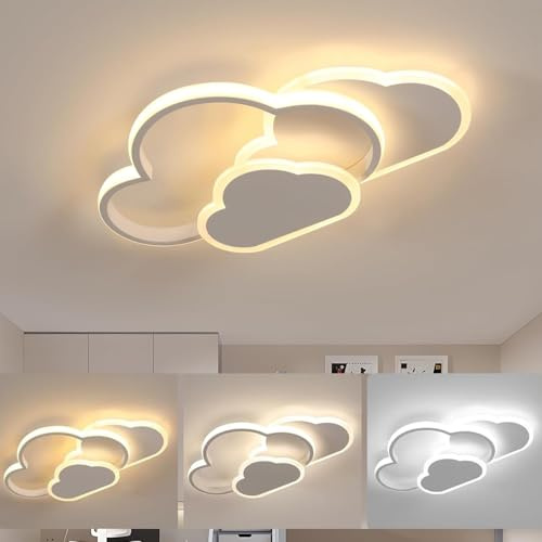 Goeco LED Deckenleuchte Dimmbar, 32W Kinderzimmer Deckenlampe mit Fernbedienung 3000K-6500K, Moderne Kreative Wolken Deckenleuchte aus Weiße für Wohnzimmer Schlafzimmer Küche Flur