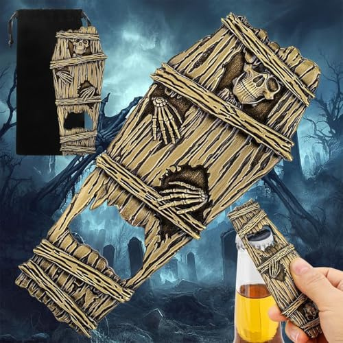 Abrebotellas de madera con forma de esqueleto, bronce