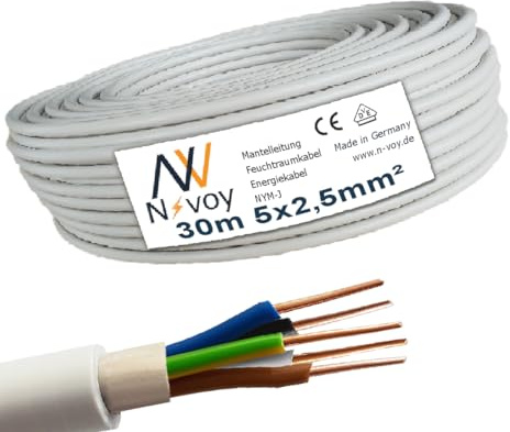 NYM-J 5x2,5 mm² 15m Mantelleitung Installationskabel Stromkabel nach DIN VDE 0250 NV143