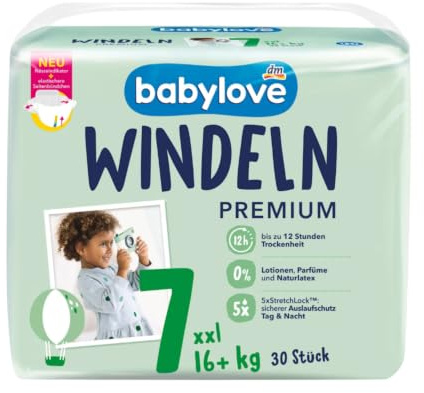 babylove Windeln Premium aktiv plus Größe 6+, XXLplus 17-32kg, 1 x 30 St