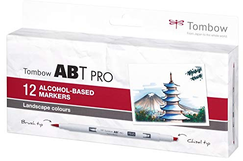 Tombow ABTP-12P-4 Alkoholbasierter Marker ABT PRO zwei Spitzen Landscape Colors