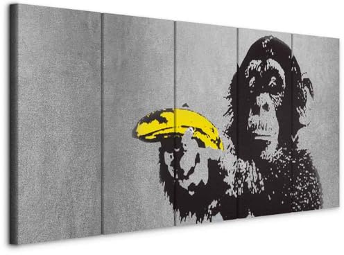 murando - Leinwandbild Monkey Street Art, 150x60 cm, 5-teilig, Schlafzimmer | Hochwertige Leinwand, sofort aufhängbar, ideal fürs Wohn- oder Schlafzimmer, wasserfest und lichtecht, langlebig, stilvoll