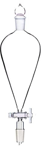 DADAKEWIN 250ml di Vetro Separatore Forma Ad Imbuto della Pera con Giunto 24/40 PTFE Rubinetto E Tappo di Vetro Smerigliato Termoresistente Lab Funnel Lab Glassware- Confezione da 1 (Size : 250ml)