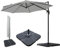 Jarder Milan Parasol Set - 3m Cantilever Garden Parasol Umbrella with Base & Cover | 360° Rotation (Grey)