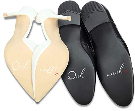 Aufkleber Set für Hochzeitsschuhe Schuhsticker Hochzeit Trauung Schuhe Heiraten Sticker Folie Selbstklebend Sprüche Symbole (Weiß Glanz, K121 K127 Ich will ich auch 2)